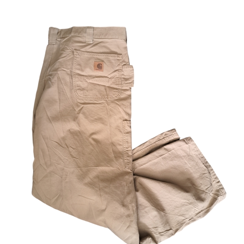 CARHARTT 100% COTTON lightweight khaki tan carpenter pants loose fit Men 44/30